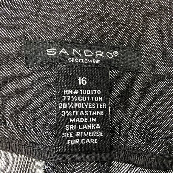 NWT Sandro Sportswear Black Cropped Straight Wide Leg Women's Pants Size 16 - Picture 3 of 9